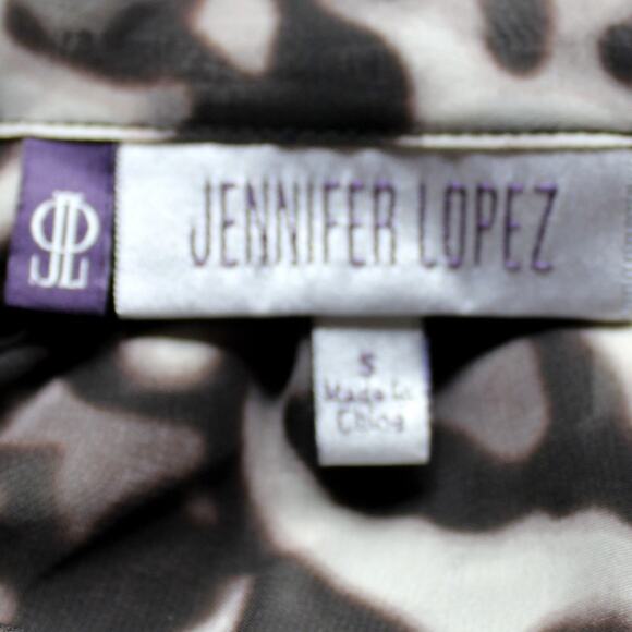 Jennifer Lopez Animal Print Blouse with Built in Scarf/Bow Size S - Picture 9 of 10